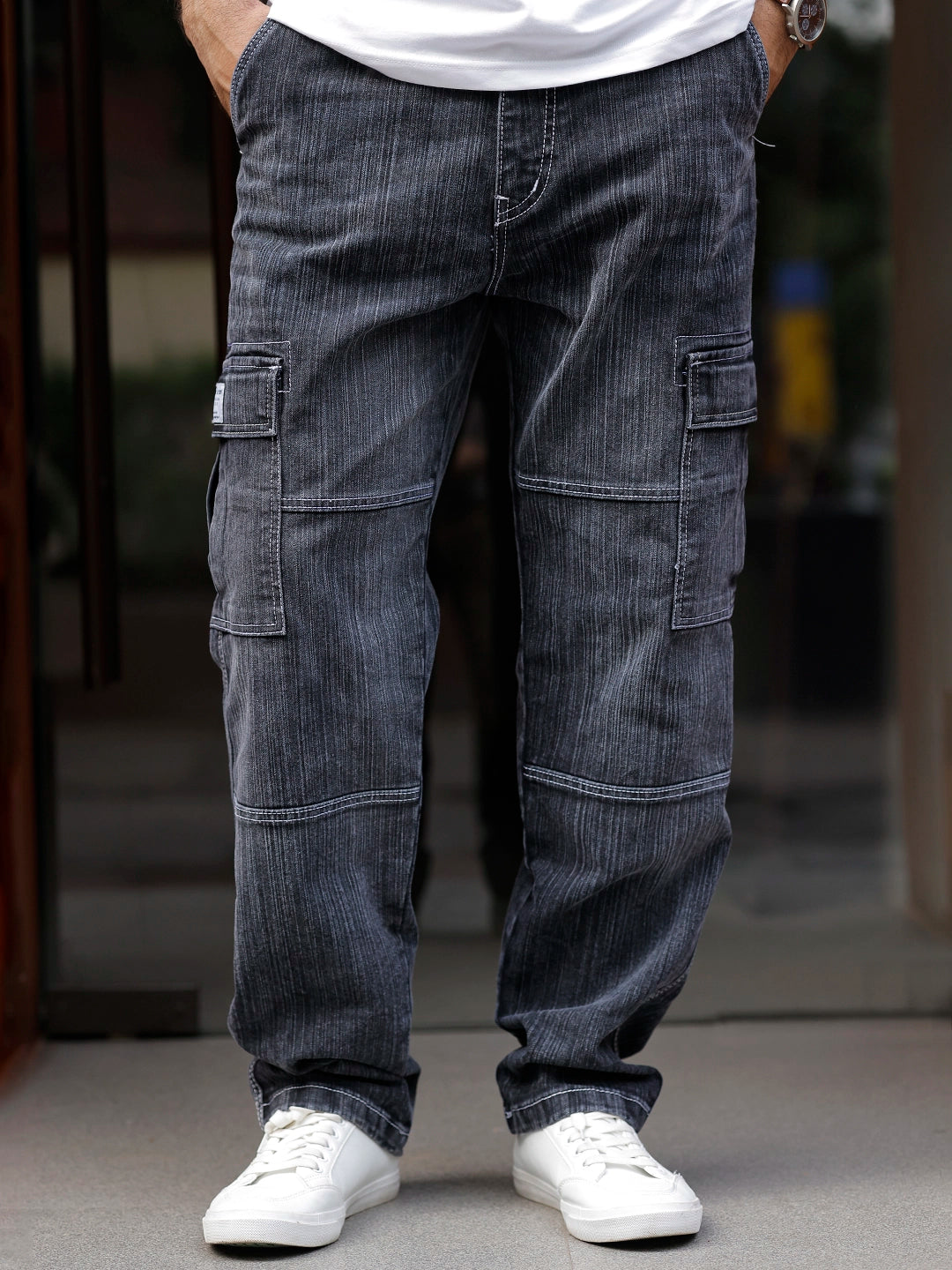 Twilight Fade Smoke Grey Denim Cargo