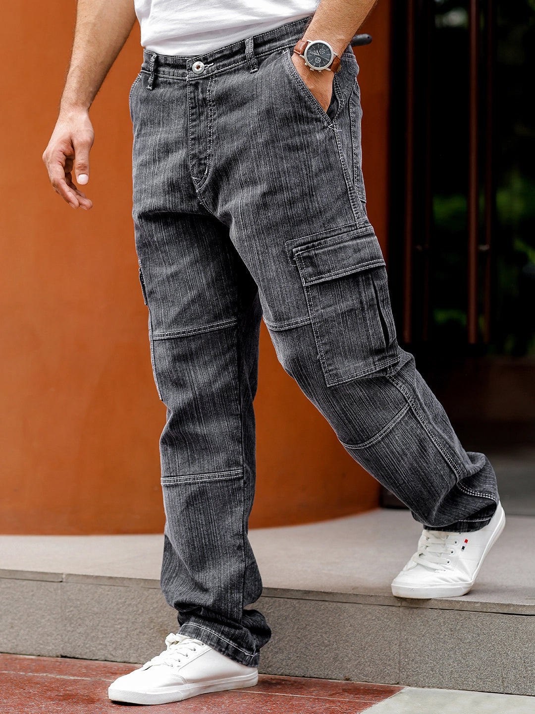 Twilight Fade Smoke Grey Denim Cargo