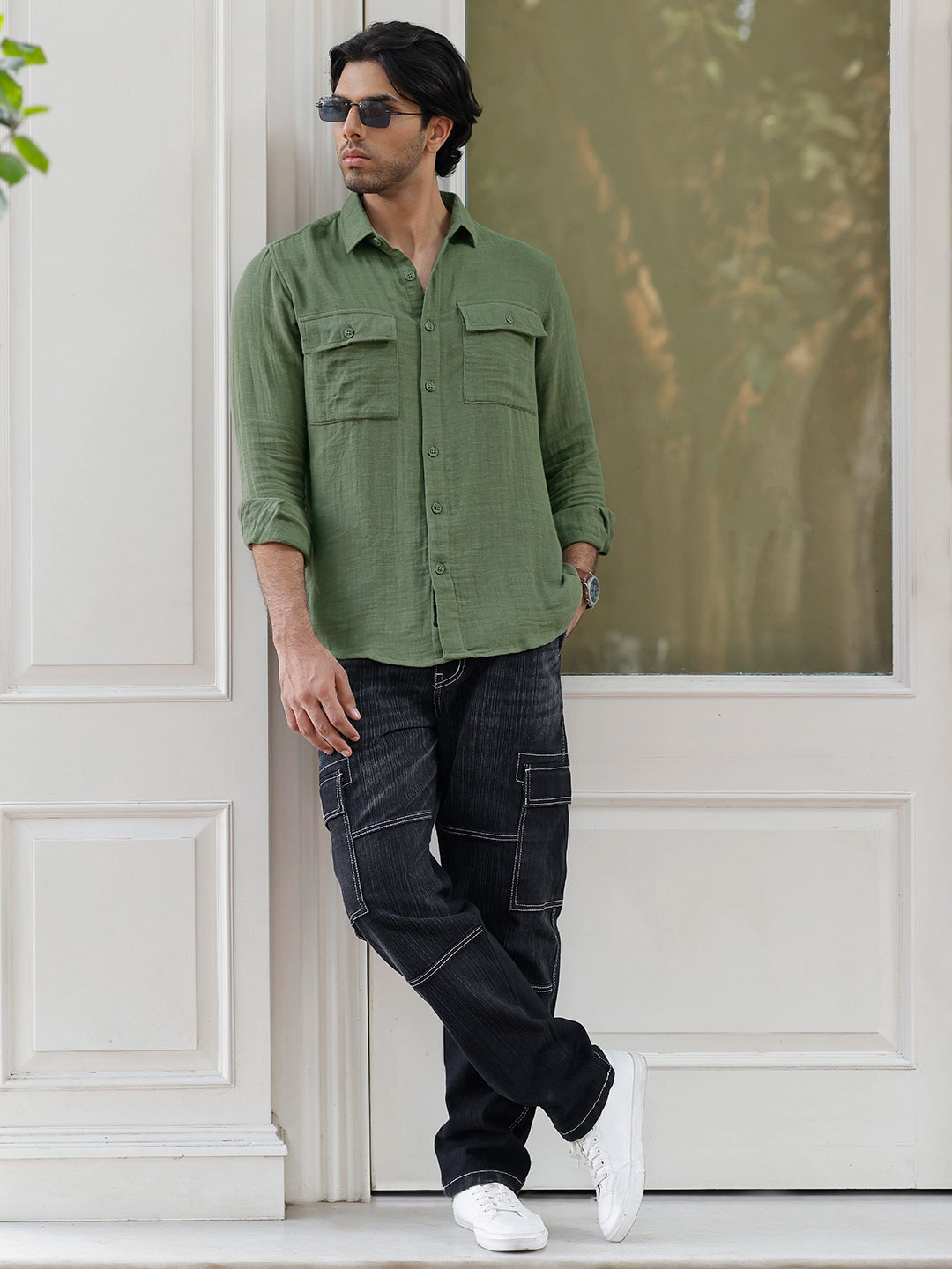 Vero Vibe Double Clothe Olive Green Shirt