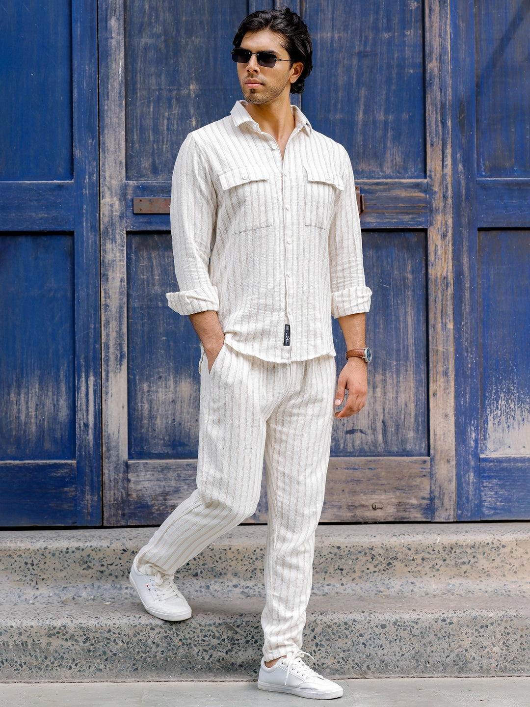 Frostfall White Stripe Co Ord Set