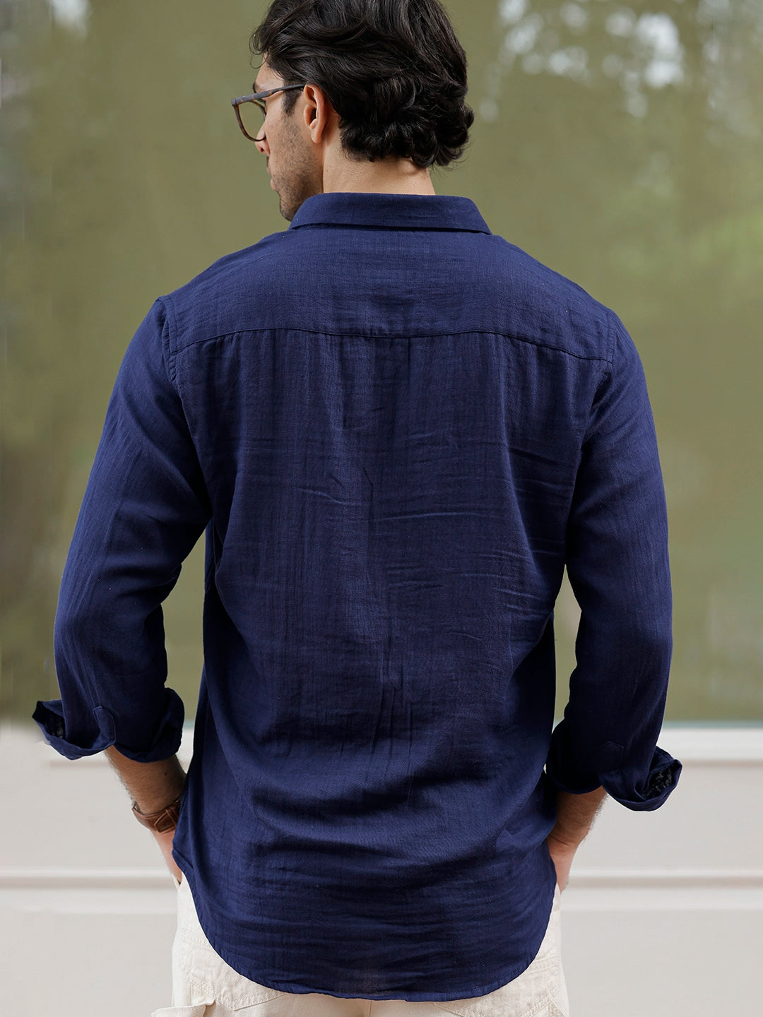 Vero Vibe Lucas Double Clothe Navy Blue Shirt