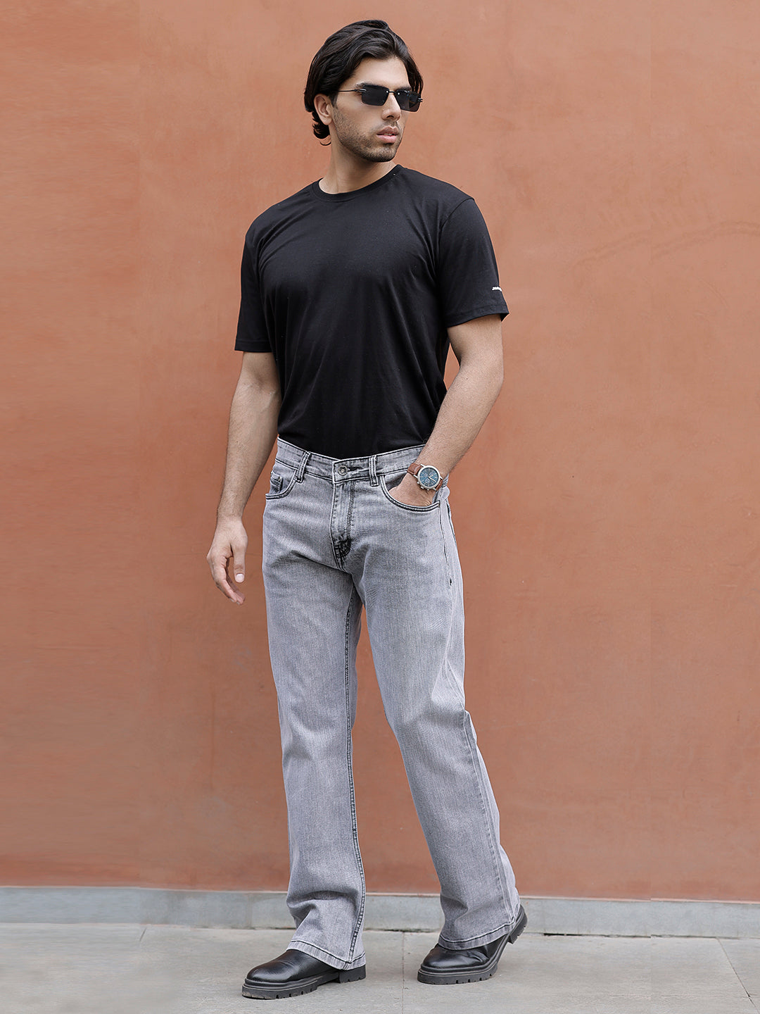 Valente Light Grey Denim Bootcut Jeans