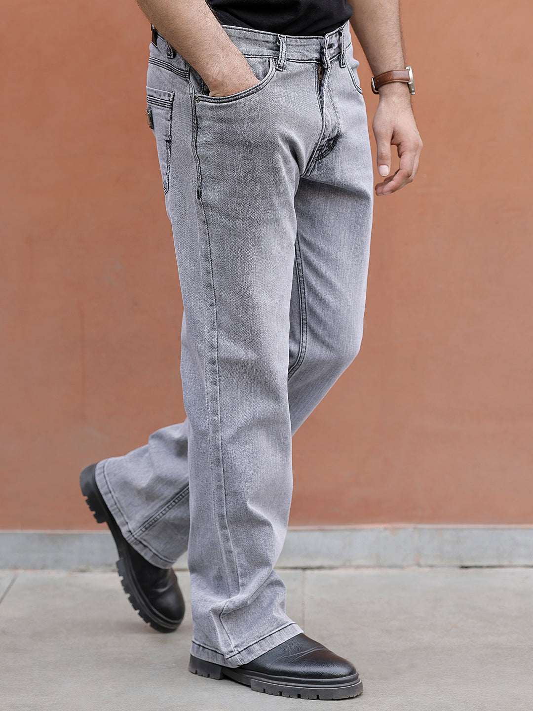 Valente Light Grey Denim Bootcut Jeans