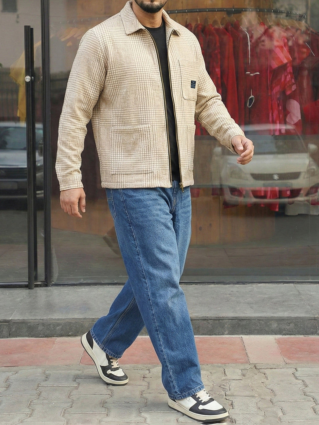 Core Atelier Beige Ribbed Shacket