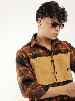 Brushing Corduroy Brown Full Sleeve Shirt