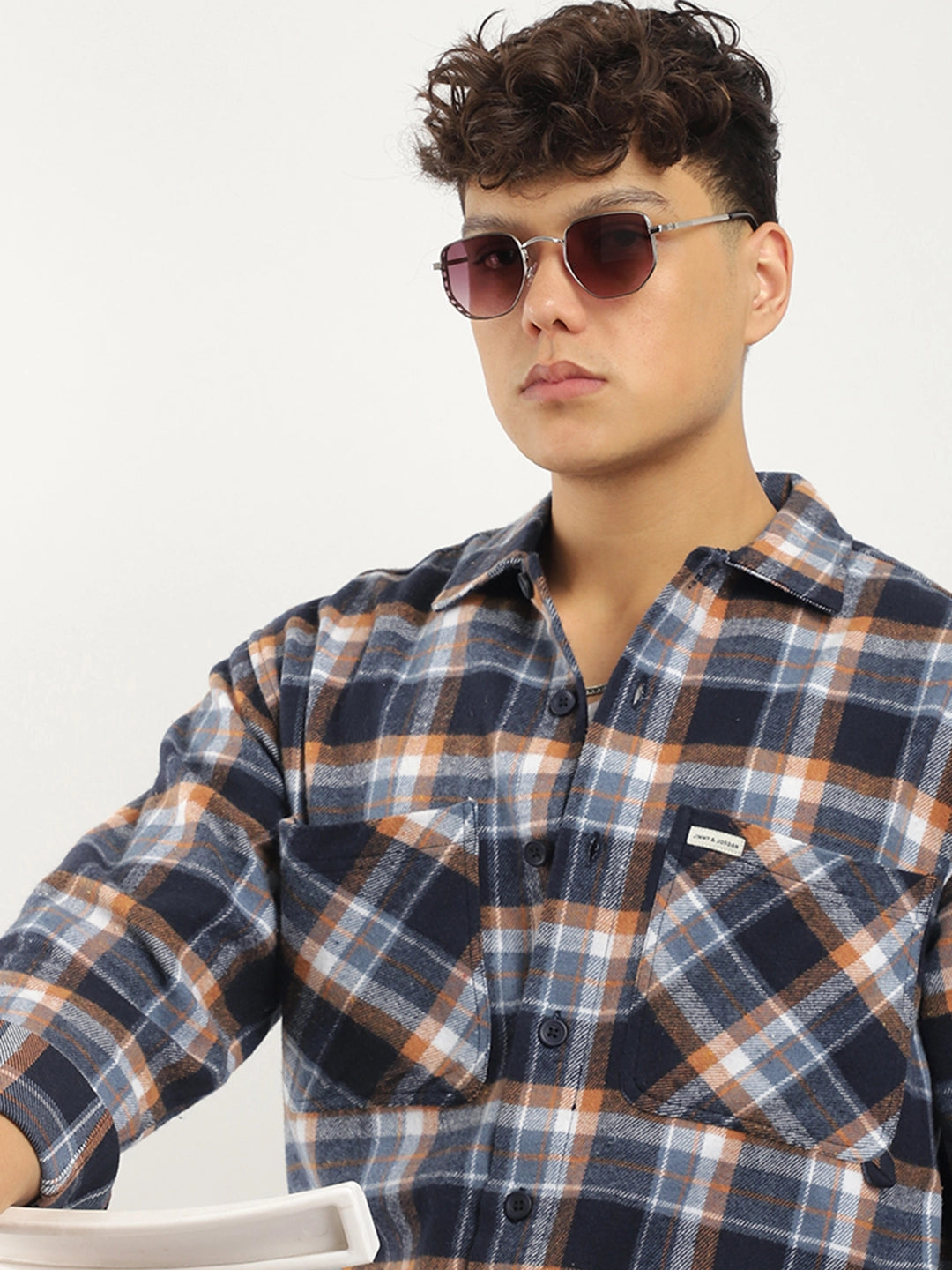 Grafton Brushed Sky Blue Check Full Sleeve Shirt