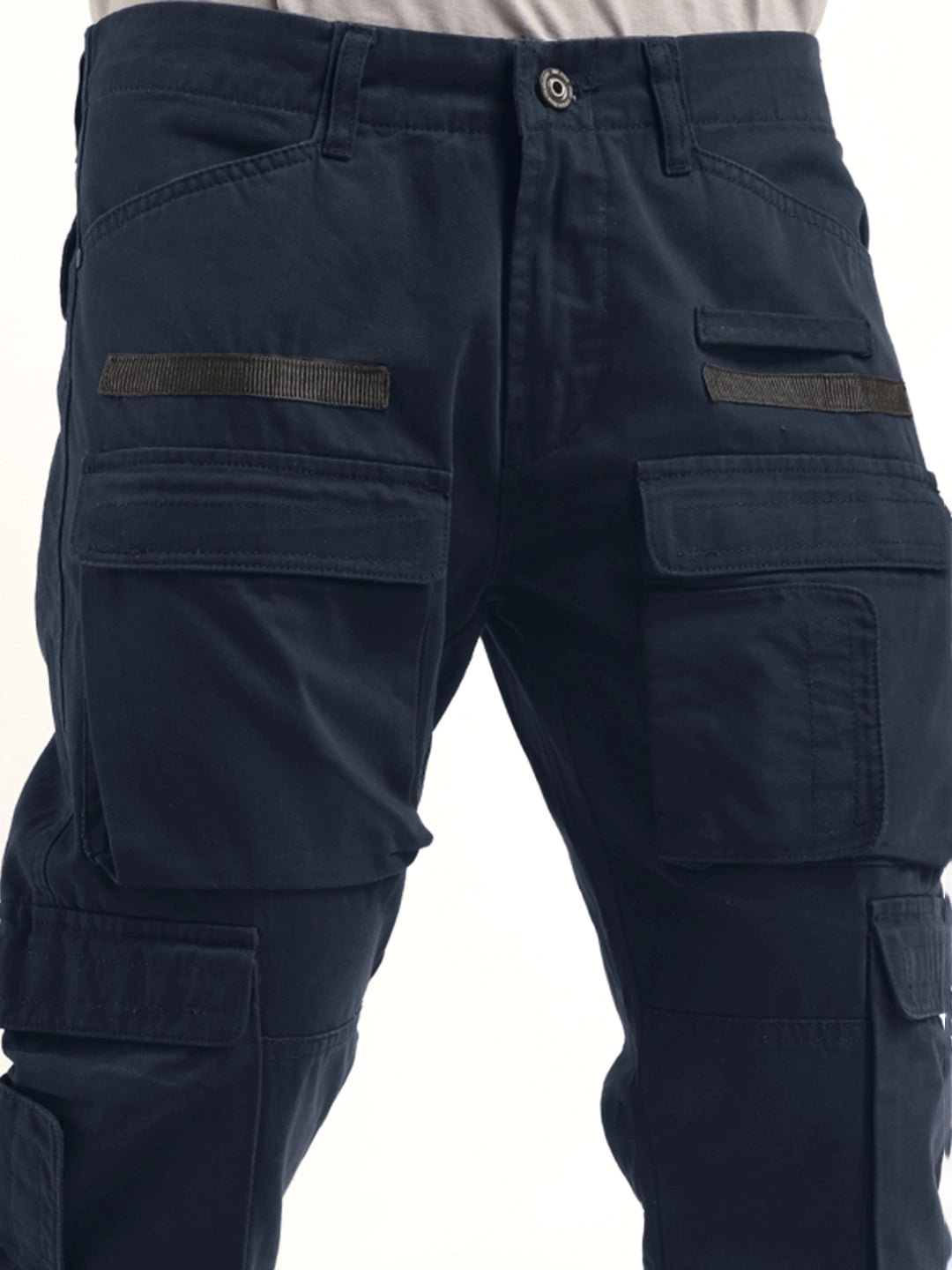 Crime Navy Blue Multi Pocket Cargo