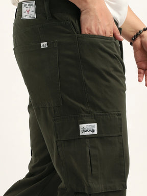 Drippy Dark Olive Cotton Twill Plus Size Cargo