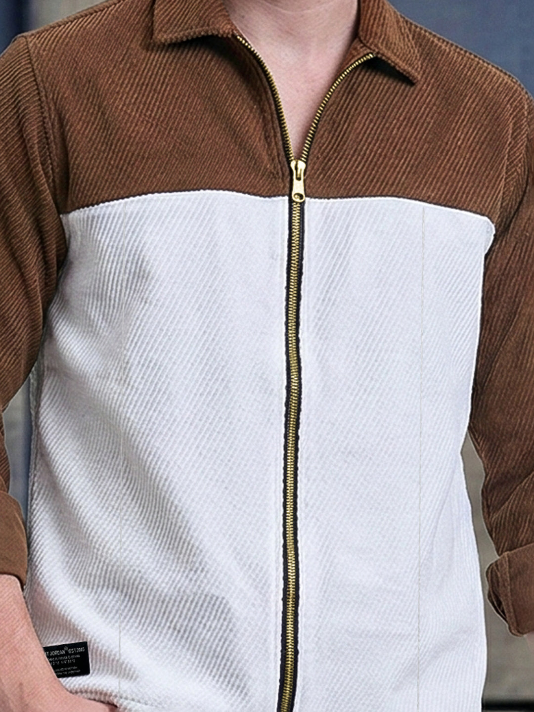 Halo Fade Beige Ribbed Shacket
