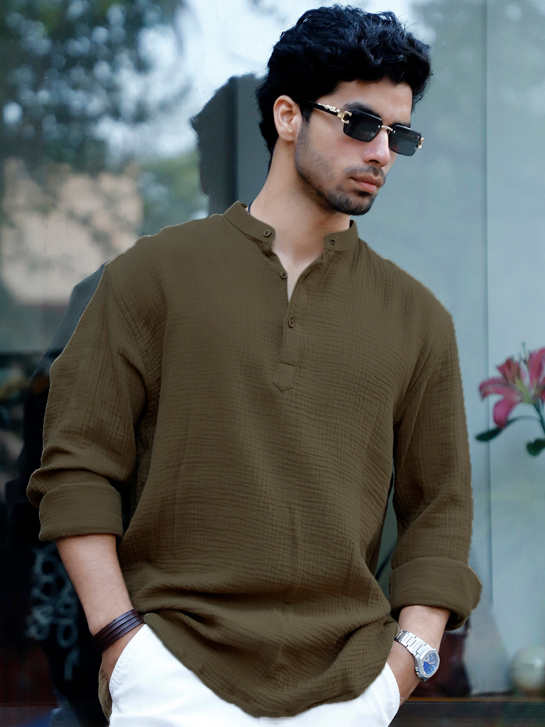 Amber Royale Olive Kurta
