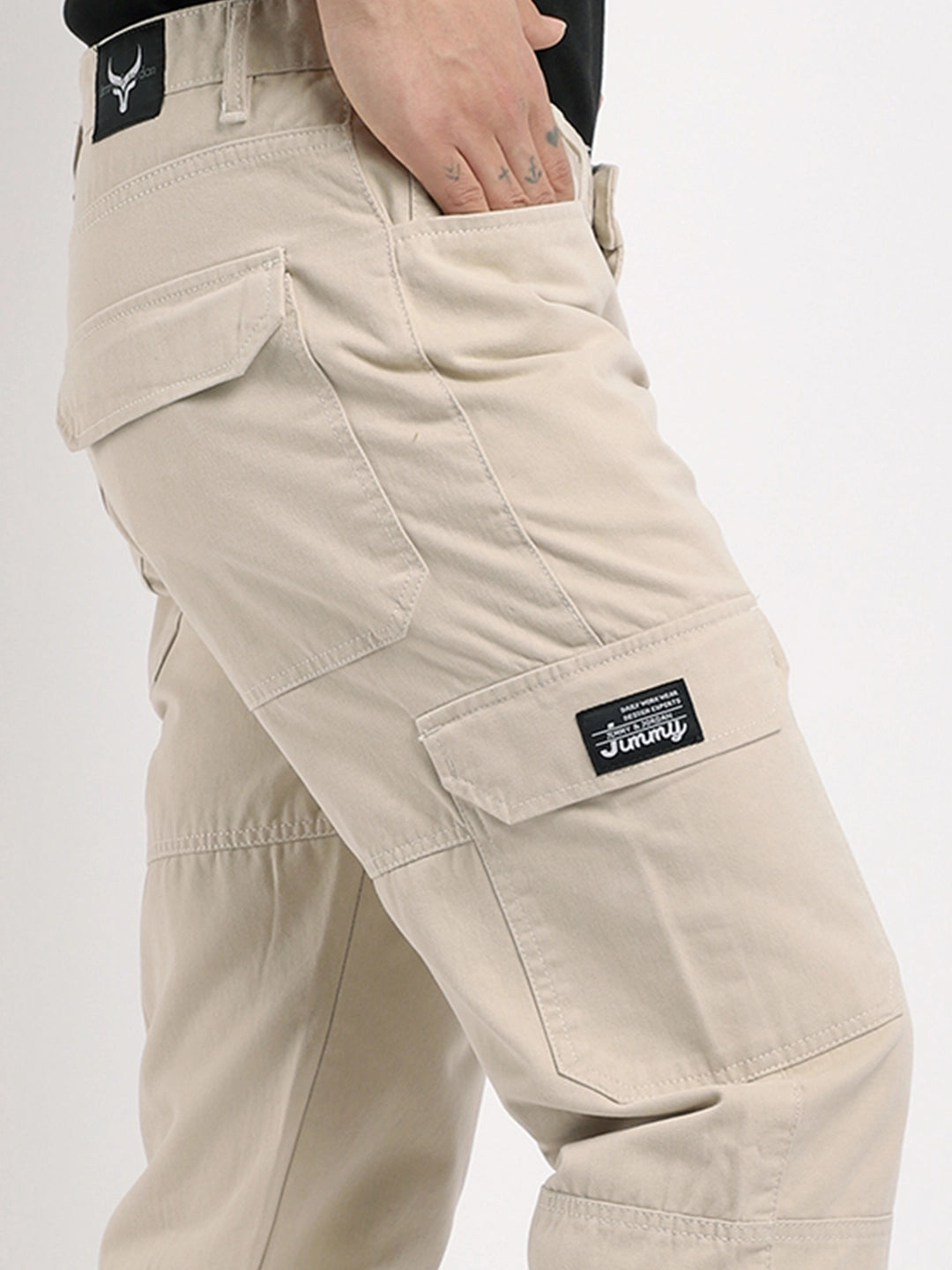 Cream Cotton Cargo Men
