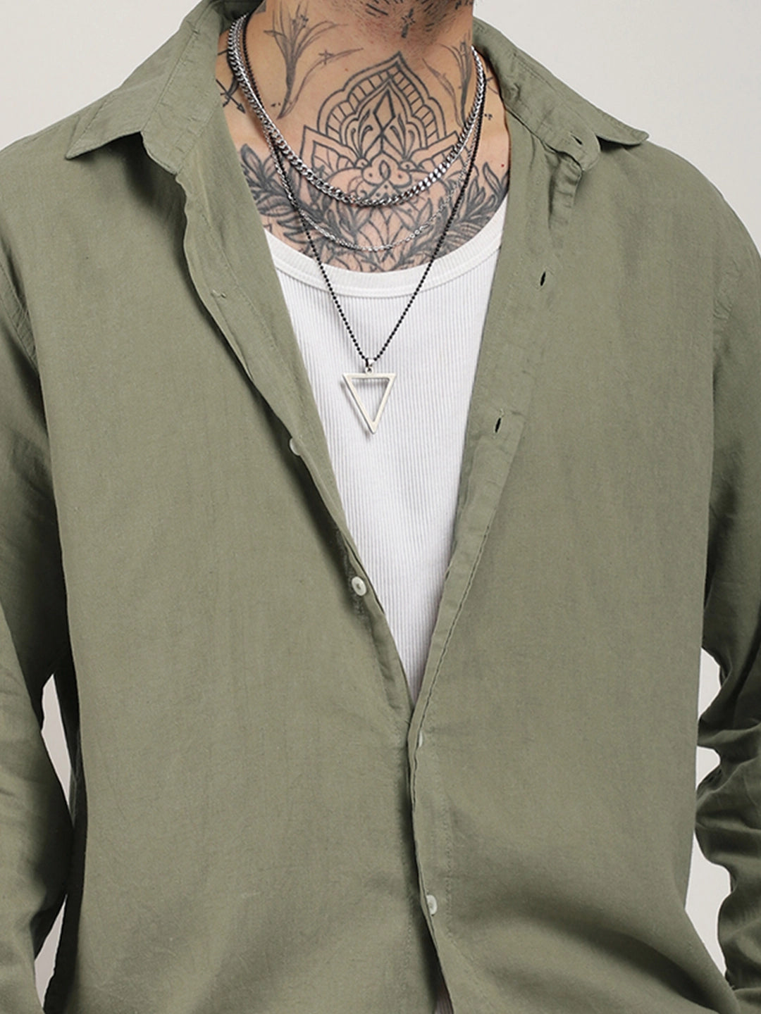 Luxe Lineage Organic Linen Mint Green Full Sleeve Shirt