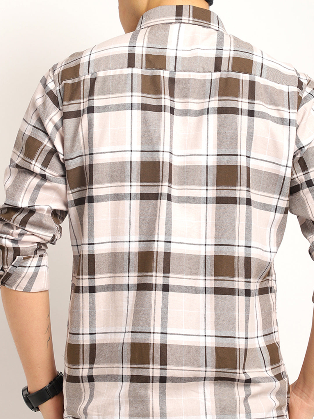 Indigo Twill Check Beige & Mehndi Full Sleeve Shirt