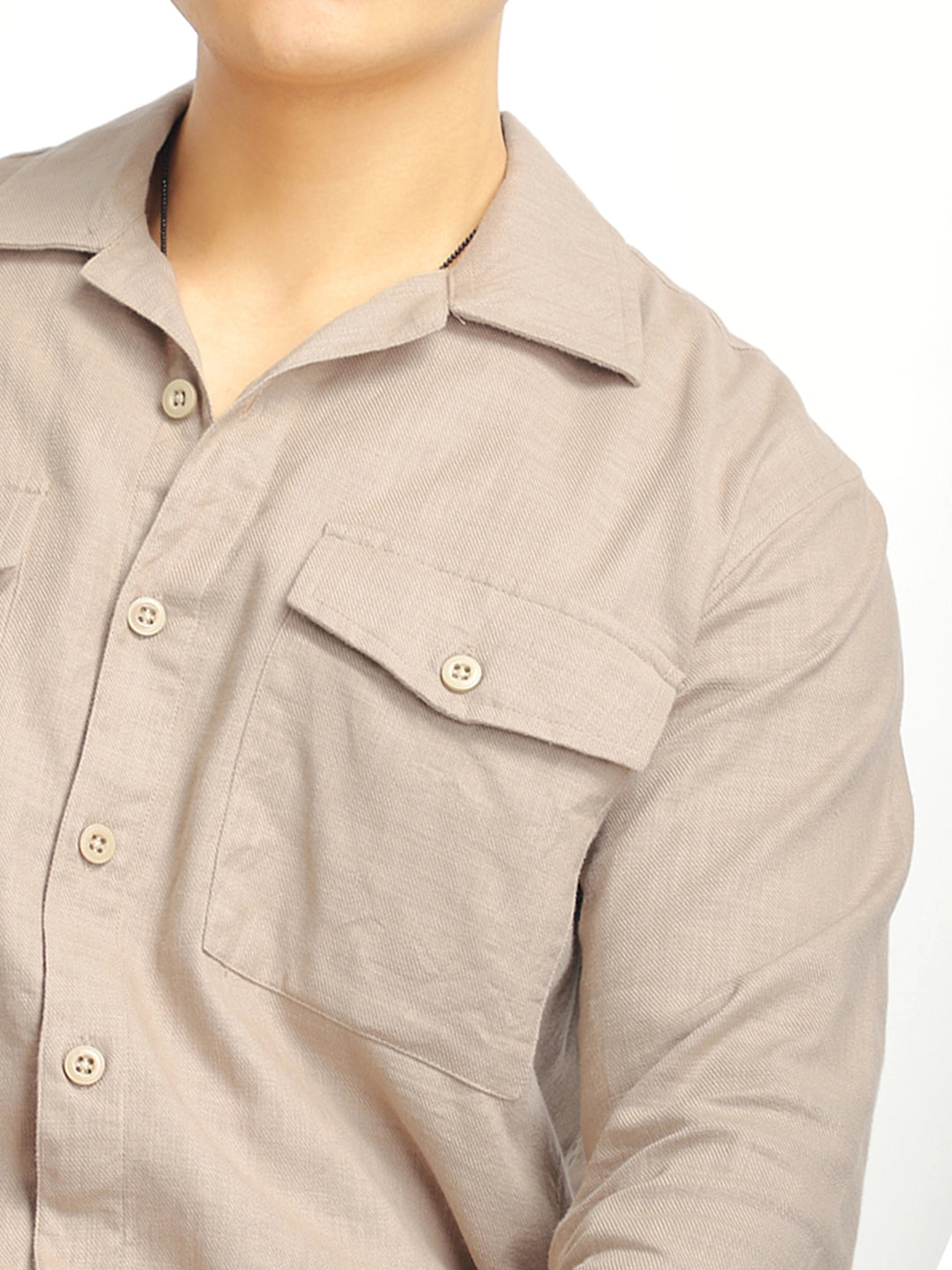 Alexei Linen Khaki Full Sleeve Shirt