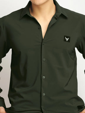 Andrey Stretchable Olive Green Full Sleeve Shirt