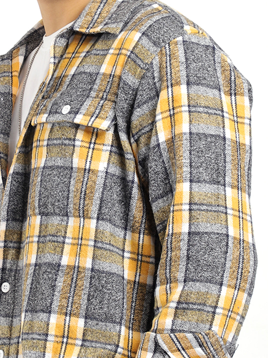 Flannel Yellow Check Shirt Men