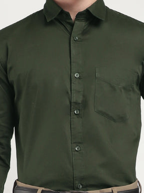 Streetwise Dark Green Satin Plain Shirt