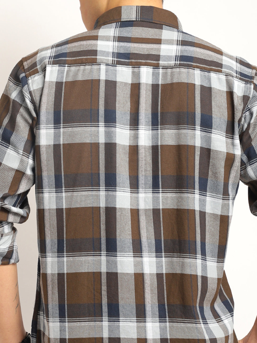 Indigo Twill Check Brown & Grey Full Sleeve Shirt