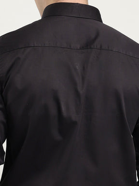 Streetwise Black Satin Plain Shirt