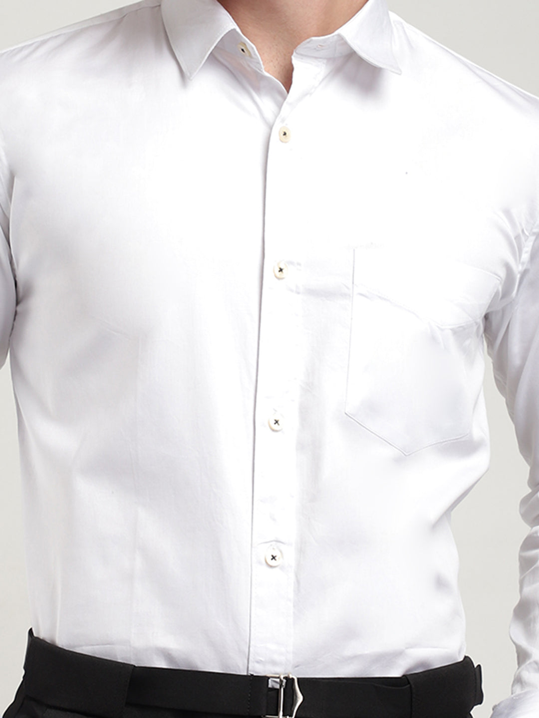 Streetwise White Satin Plain Shirt