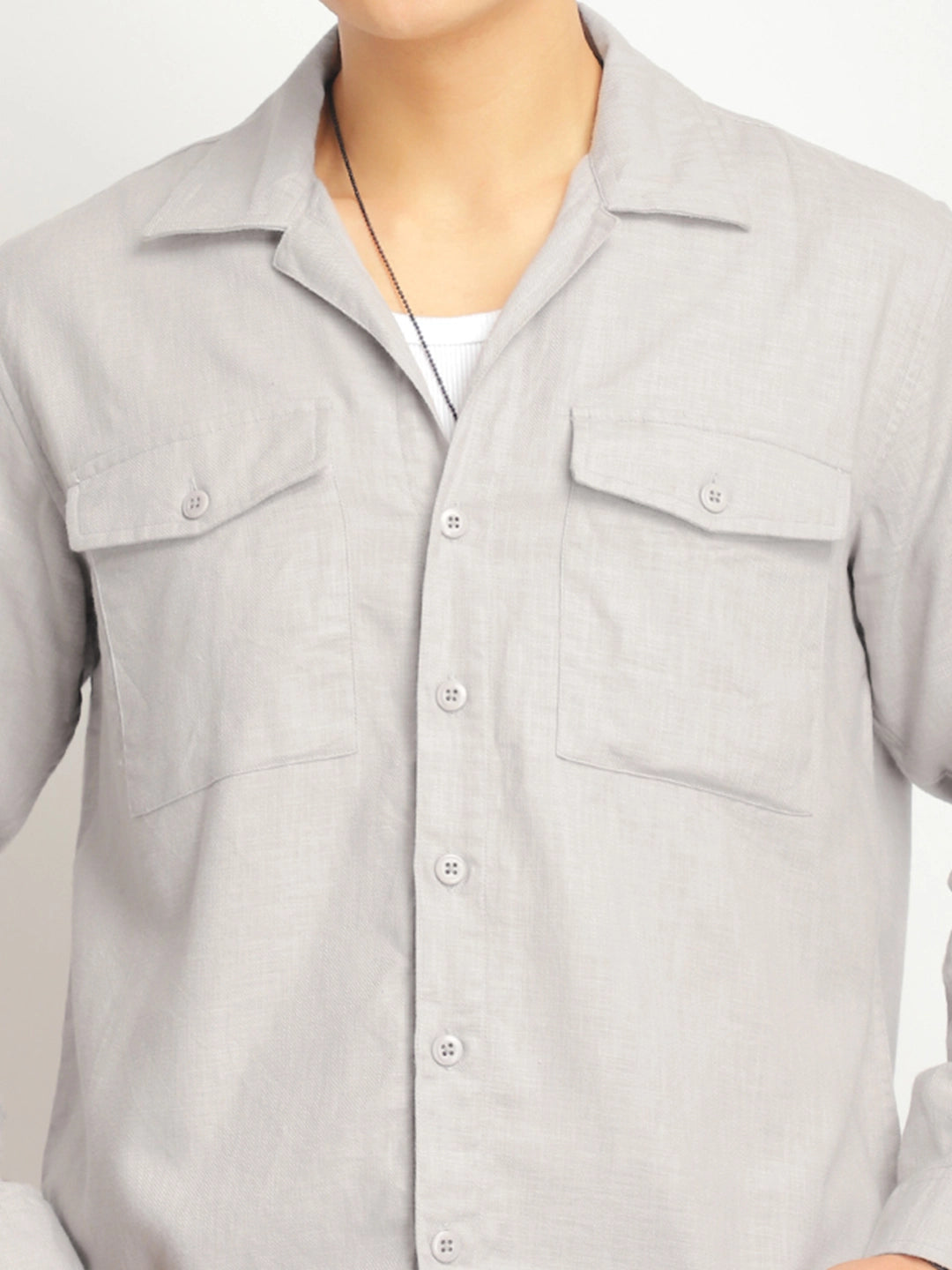 Alexei Linen Light Grey Full Sleeve Shirt