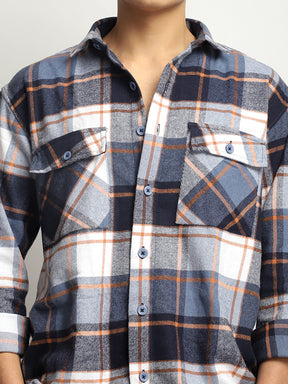 Harmony Palade Check Sky Grey Full Sleeve Shirt