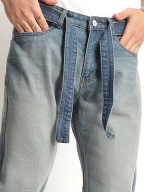 Ever stone Tint Blue Belt Denim Jeans