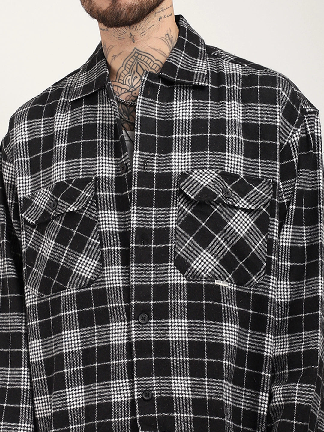 Fabric Falanel Check Black Full Sleeve Shirt