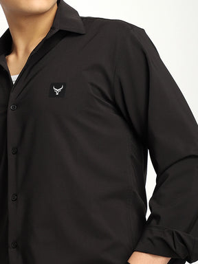 Andrey Stretchable Black Full Sleeve Shirt