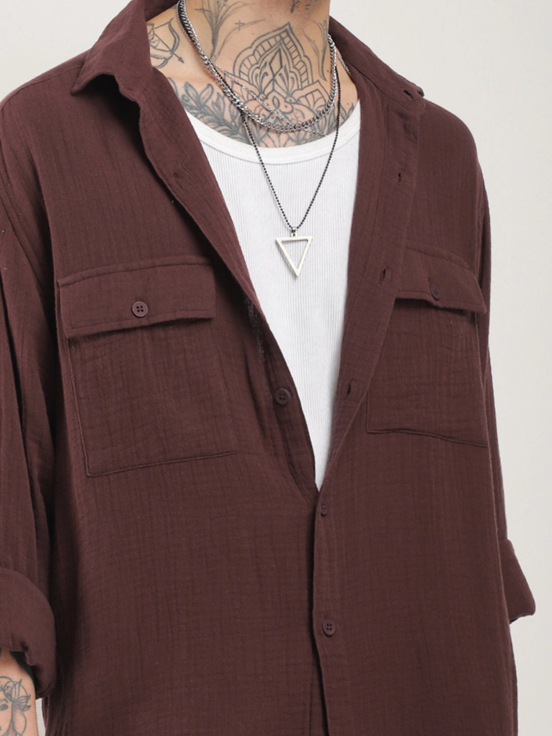 Vero Vibe Lucas Double Clothe Brown Shirt