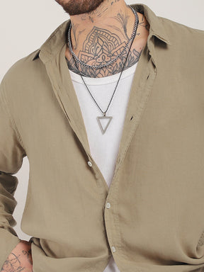 Luxe Lineage Organic Linen Khaki Full Sleeve Shirt