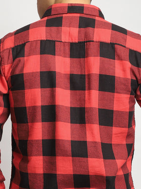 Strom Twill Checked Red Full Sleeve Shirt