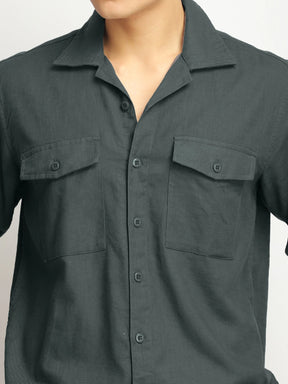 Alexei Linen Dark Grey Full Sleeve Shirt