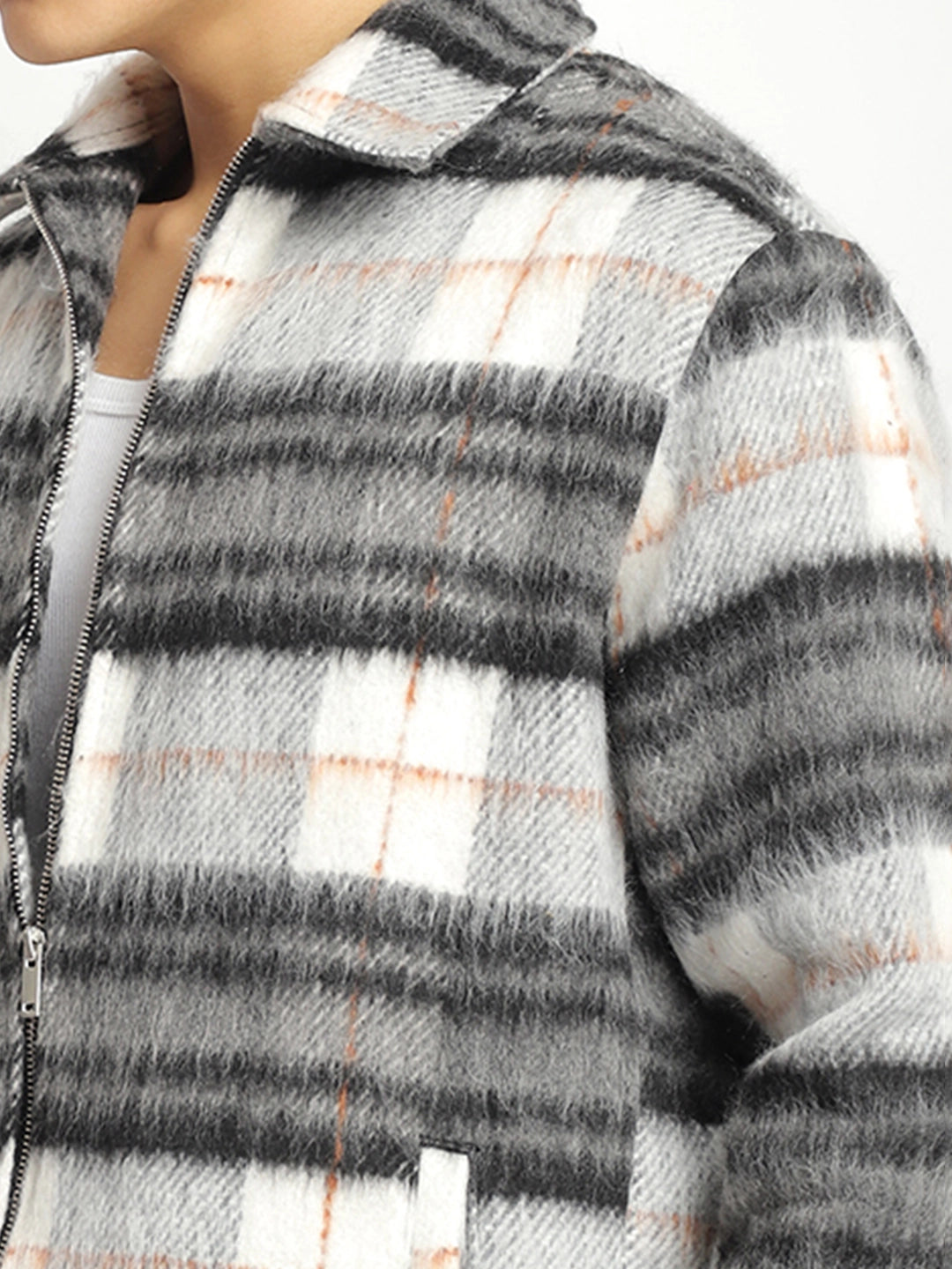 Zenith Stitch Pure Wool White & Black Check Shacket