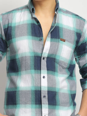 Oxford Drift Green & Navy Heiring Born Check Shirt