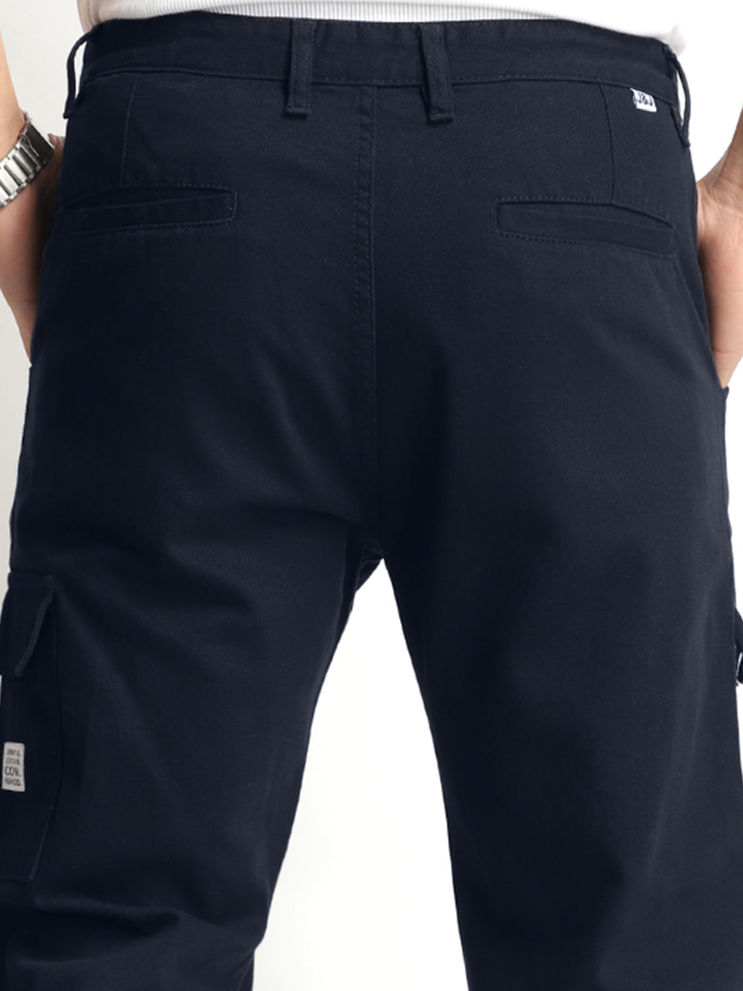 Riverside Navy Blue Cotton Pus Size Cargo