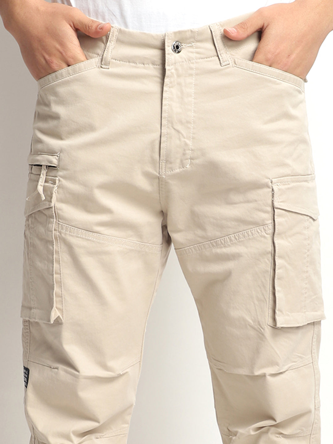 Men's Light Beige Cotton Cargo