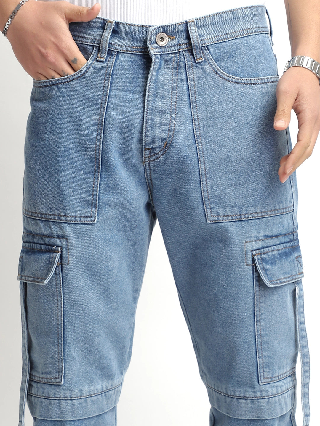 Pinnacle Threads Light Blue Denim Cargo