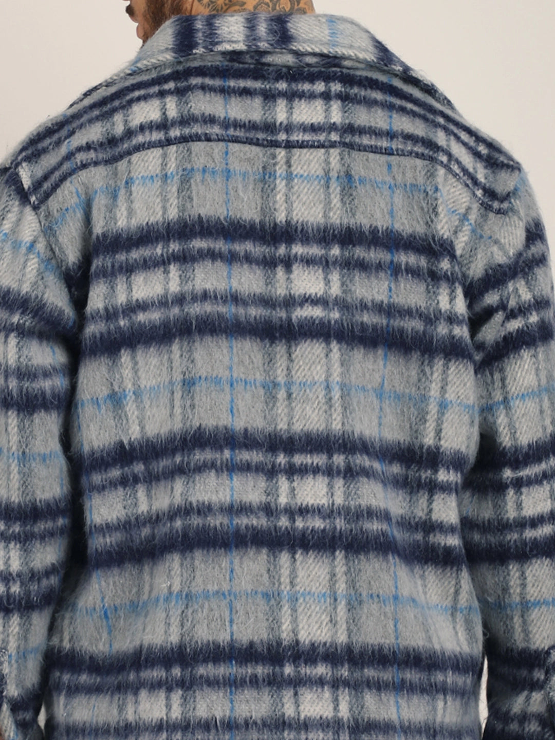 Prime Fit Navy Pure Wool Check Shacket