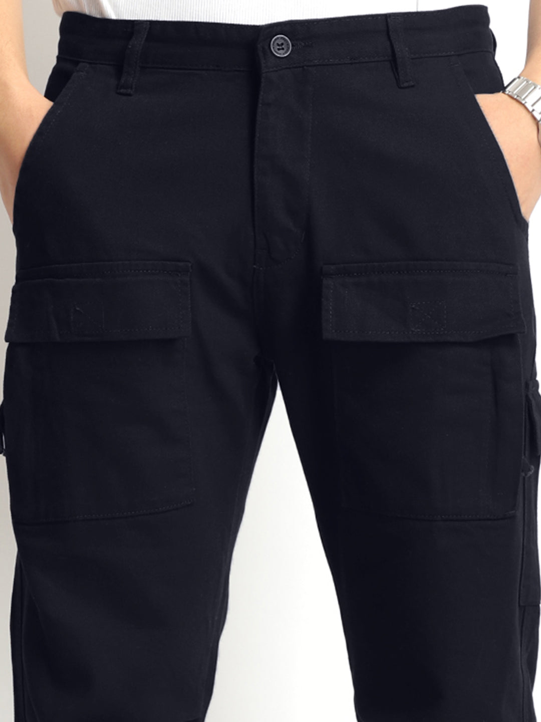 Riverside Dark Navy Blue Cotton Pus Size Cargo