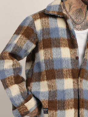 Harrison Pair Sky Pure Wool Check Shacket