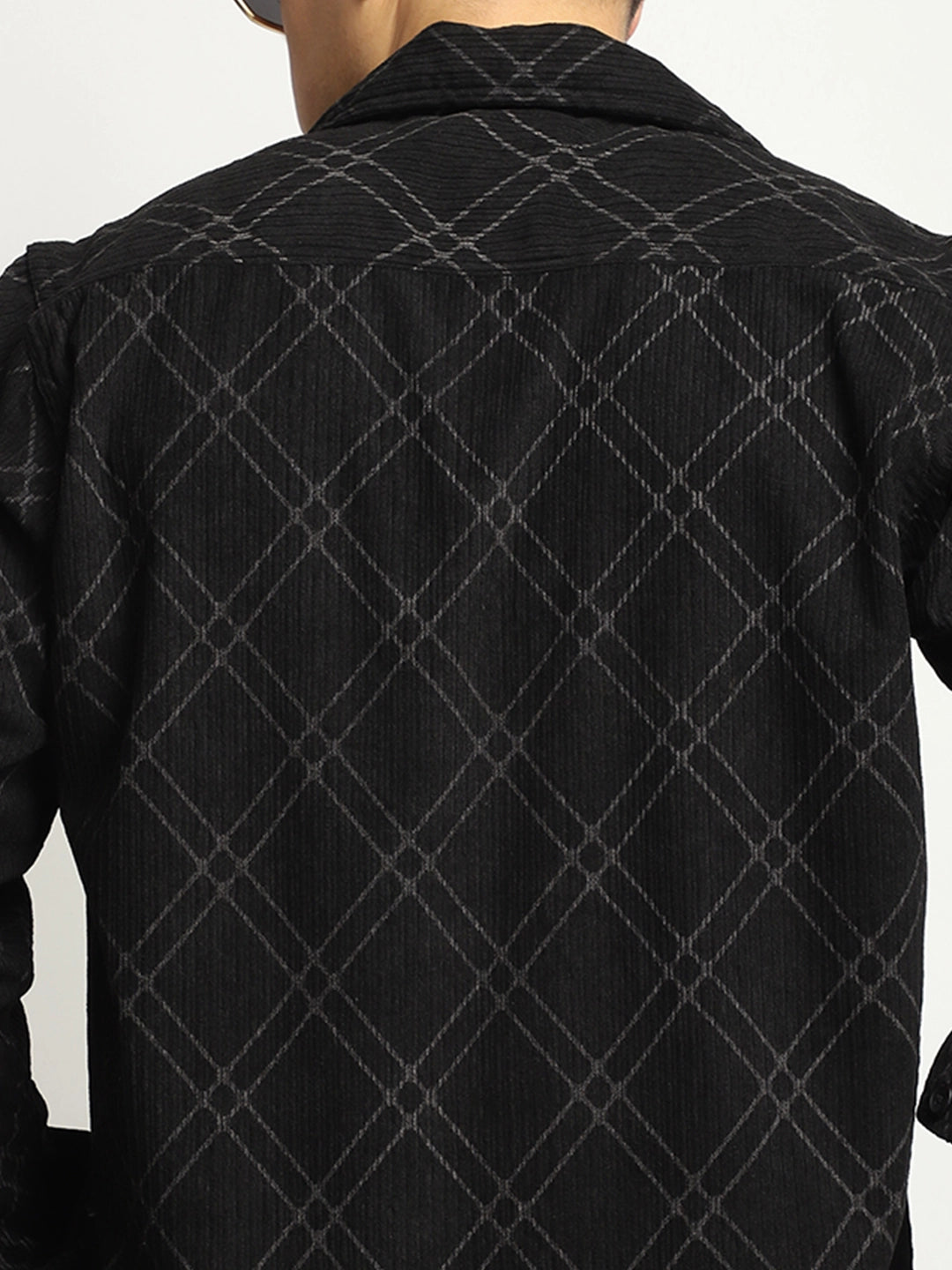 Kingston Classics Black Corduroy Check Zipper Shirt