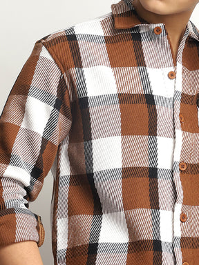 Marble Check Coffee White Full Sleeve Shirt