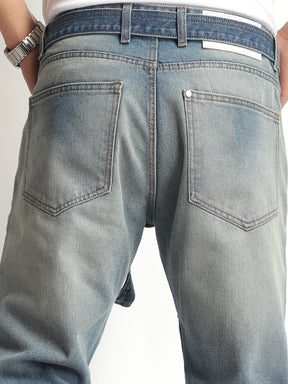 Ever stone Tint Blue Belt Denim Jeans