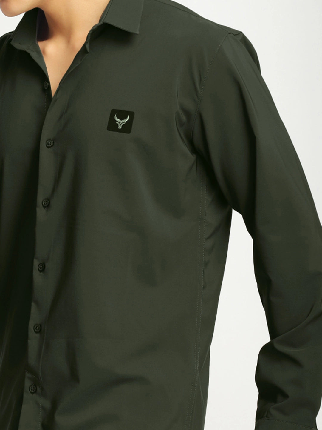 Andrey Stretchable Olive Green Full Sleeve Shirt