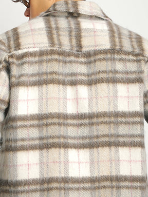 Zenith Stitch Pure Wool Brown & White Check Shacket