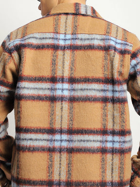 Marble Arch Pure Wool Mustard & Navy Check Shirt