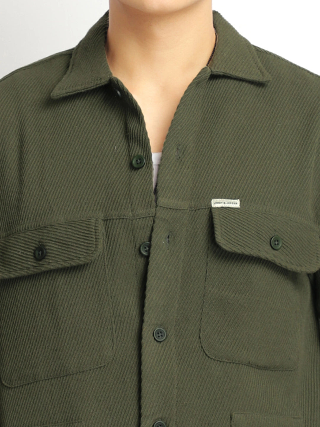 The Savoy Drill Olive Full Sleeve Shacket