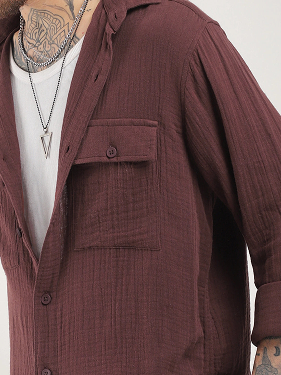 Vero Vibe Lucas Double Clothe Brown Shirt