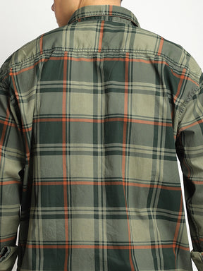 Luxe Link Washed Check Military Full Sleeve Shirt